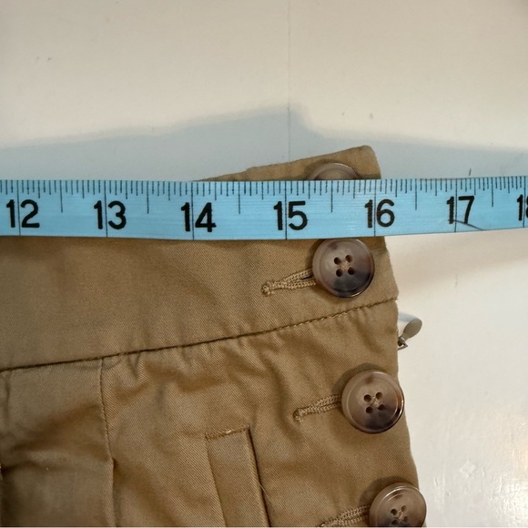 Loft Tan Wide Leg Side Button Flat Front Khaki Pants Cotton Casual Curvy Size 8 - Picture 10 of 10